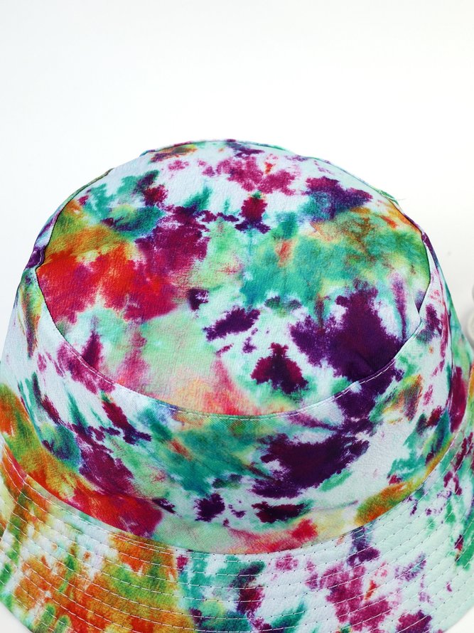 Ombre Tie Dye Pattern Reversible Bucket Hat Sun Protection Vacation