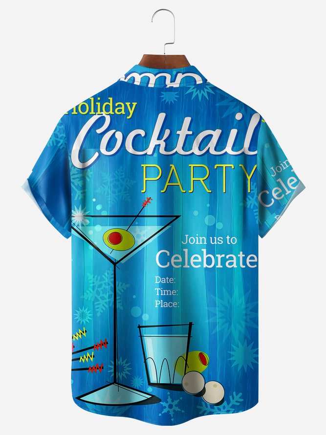 Cocktail Chest Pocket Short Sleeve Hawaiian Shirt