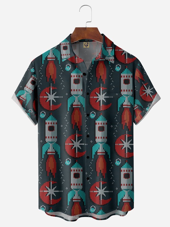 Rocket Chest Pocket Short Sleeve Casual Shirt