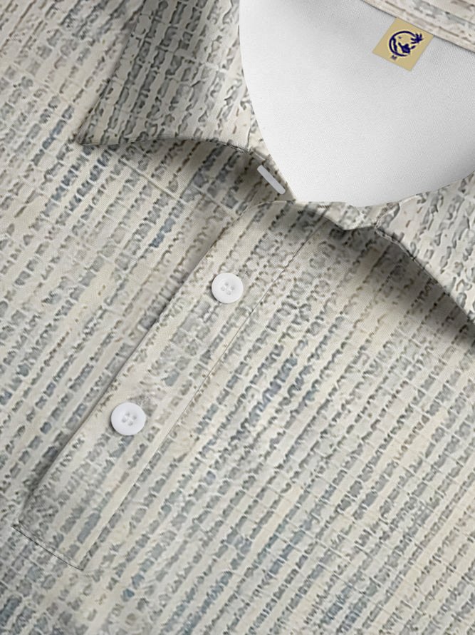 Ombre Abstract Stripes Button Short Sleeve Polo Shirt