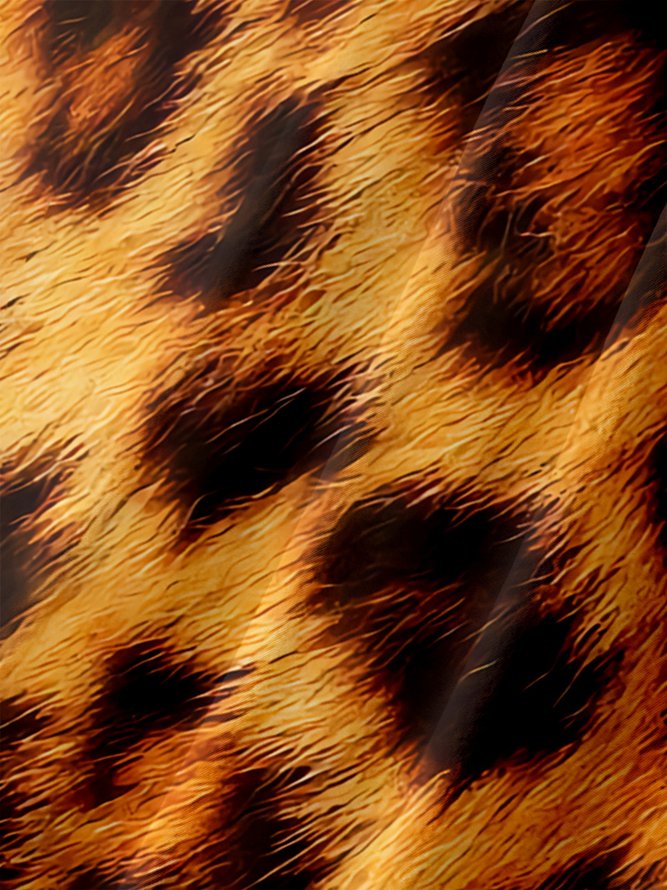 Leopard Chest Pocket Short Sleeve Hawaiian Shirt