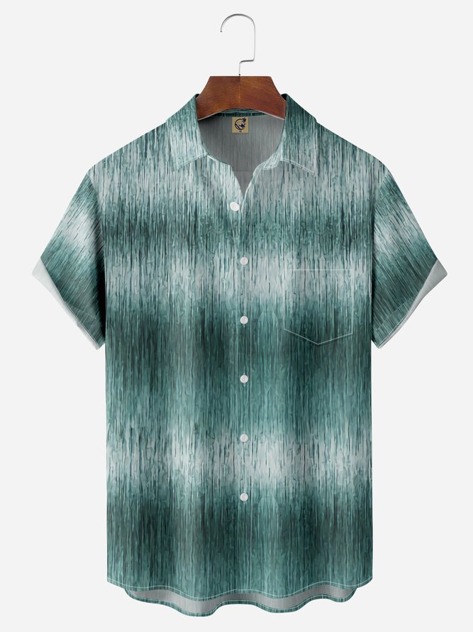 Gradient Textured Chest Pocket Short Sleeve Casual Shirt