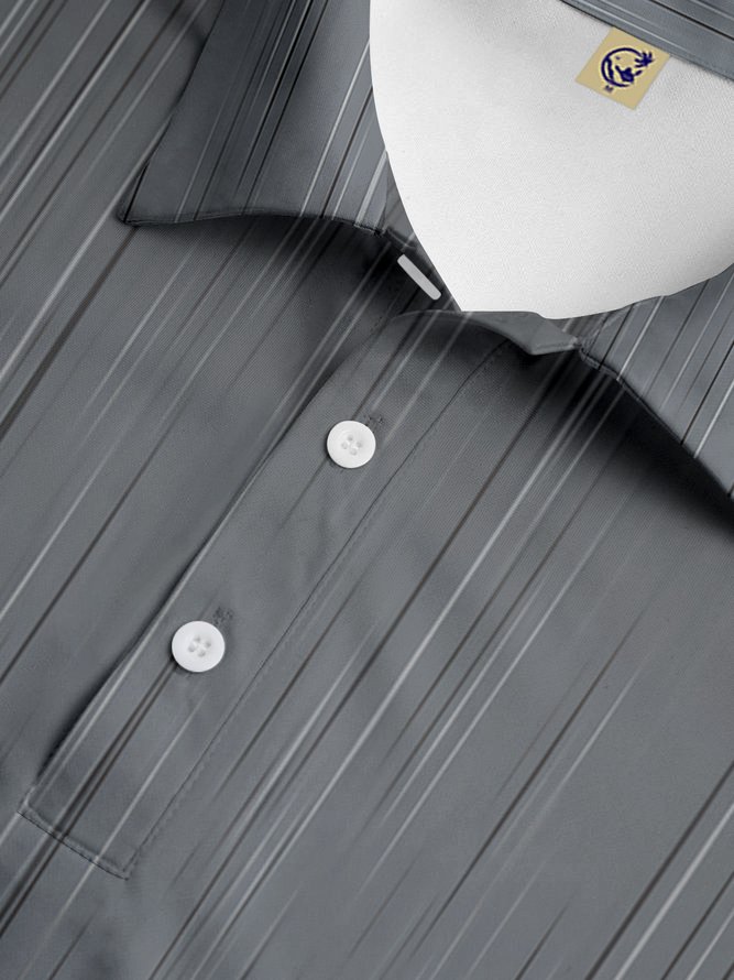 Abstract Stripes Button Short Sleeve Polo Shirt