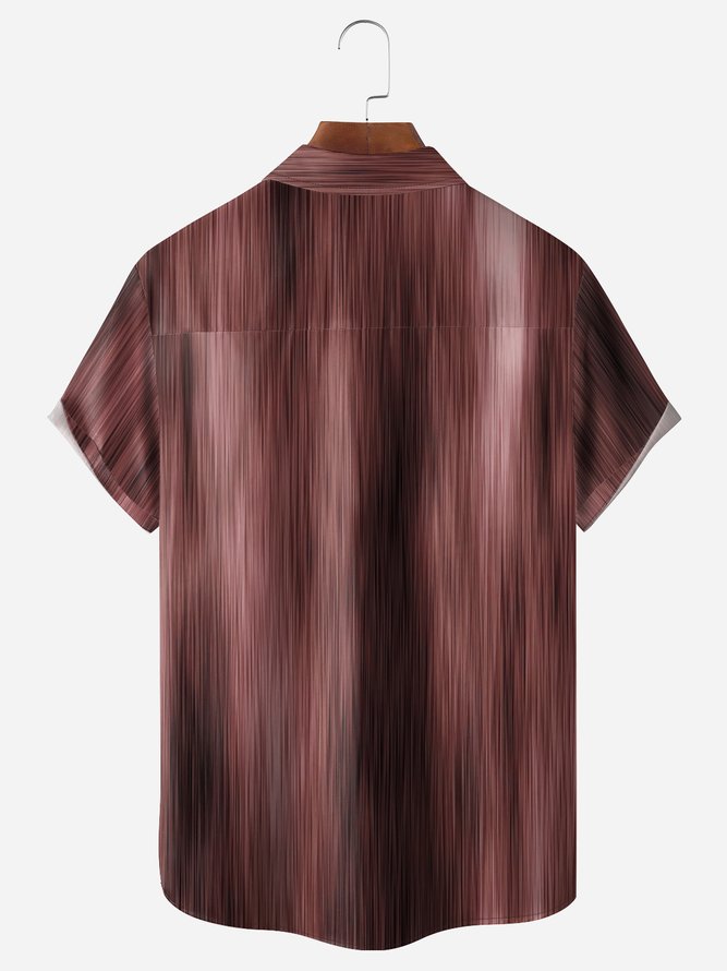 Gradient Color Chest Pocket Short Sleeve Casual Shirt