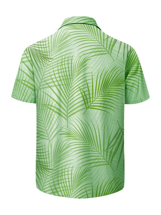 Vegetal Striped Chest Pocket Short Sleeve Resort Shirt