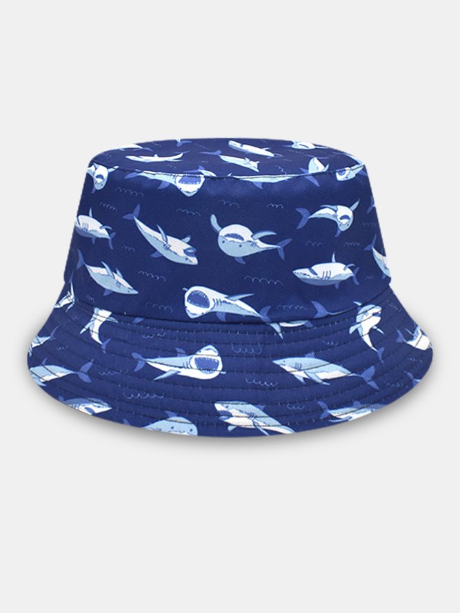 Blue Shark Tropical Fish Sun Protection Bucket Hat