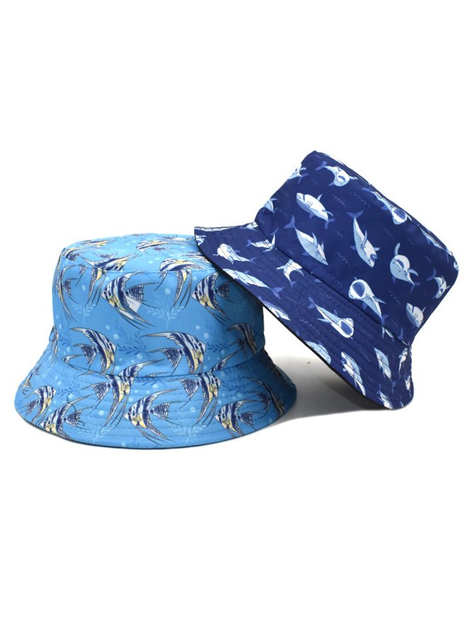 Blue Shark Tropical Fish Sun Protection Bucket Hat
