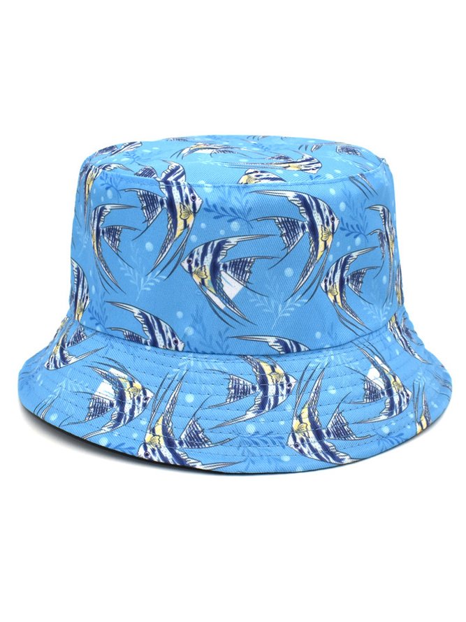 Blue Shark Tropical Fish Sun Protection Bucket Hat