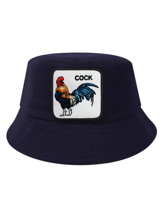 Embroidered Cock Sunscreen Bucket Hat