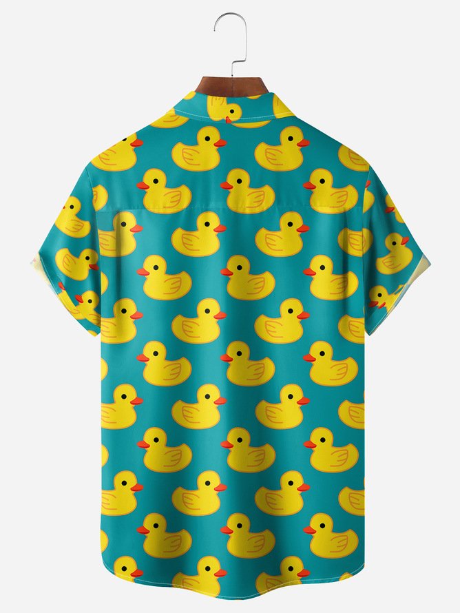 Big Size Duck Chest Pocket Short Sleeve Hawaiian Shirt