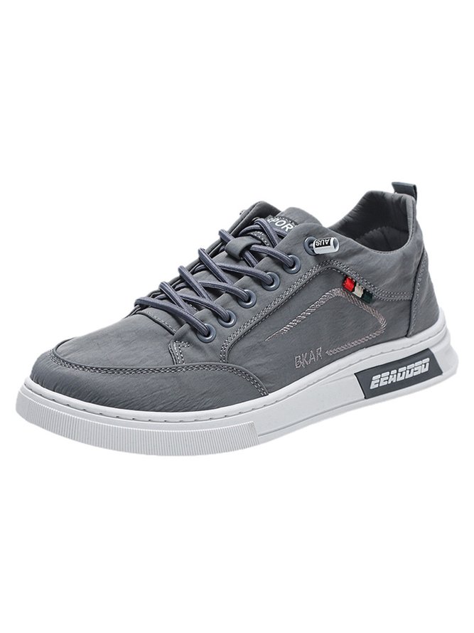 Men's Gray Lace-Up Casual Flats