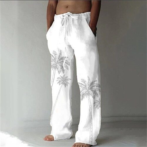 Coconut Tree Elastic-Waist Pants