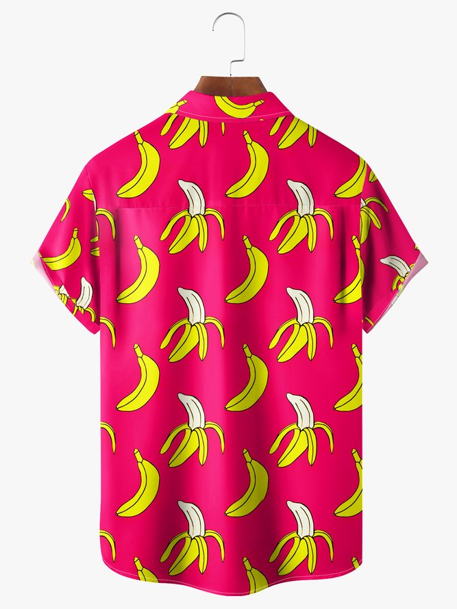 Banana Chest Pocket Short Sleeve Hawaiian Shirt