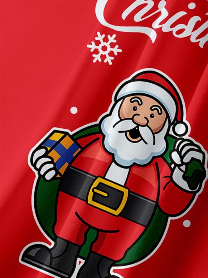 Christmas Santa Claus Chest Pocket Short Sleeve Shirt