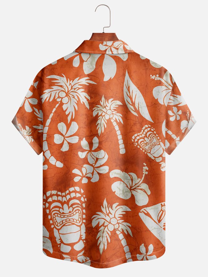 Tiki Chest Pocket Short Sleeve Aloha Shirt