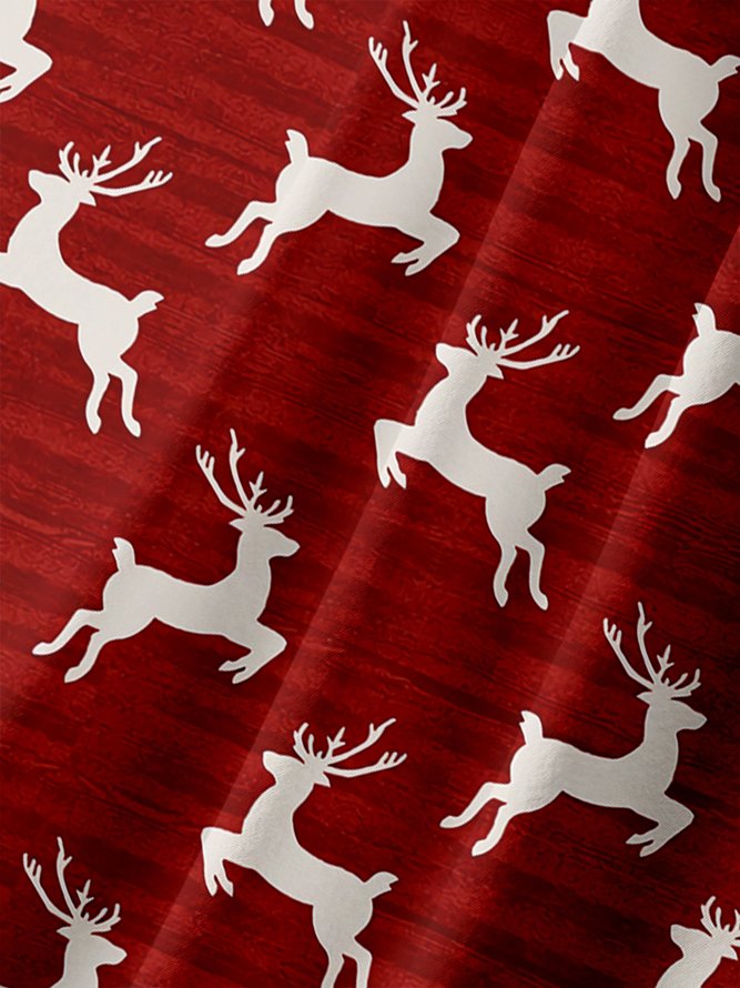 Christmas Elk Chest Pocket Short Sleeve Casual Shirt