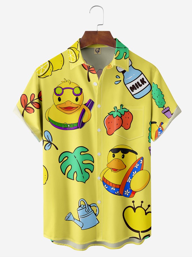 Duckling Chest Pocket Short Sleeve Hawaiian Shirt