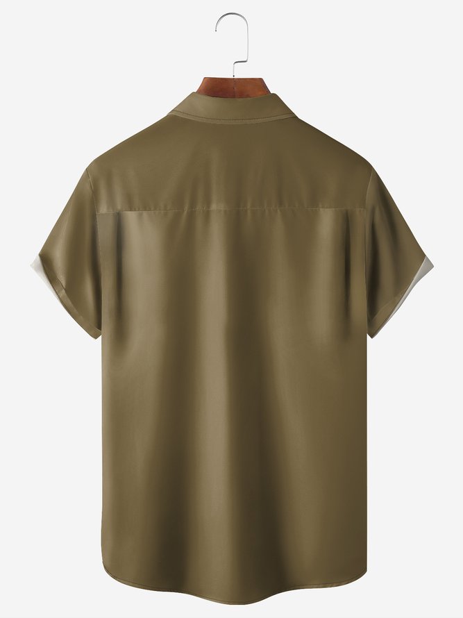 Medieval Geometric Chest Pocket Short Sleeve Bowling Shirt