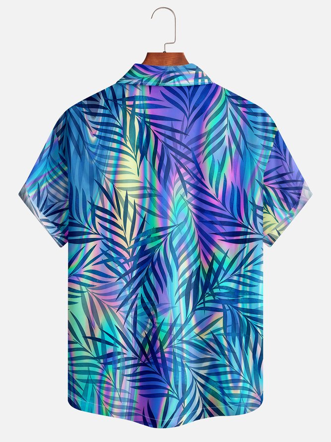Colorful Palm Leaf Short Sleeve Aloha Shirt