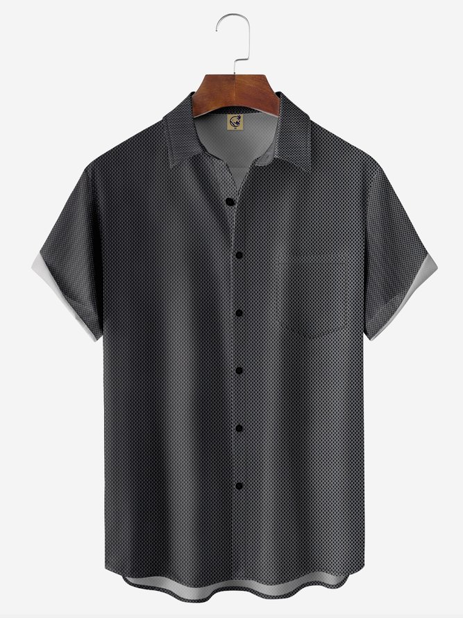 Gradient Color Chest Pocket Short Sleeve Casual Shirt