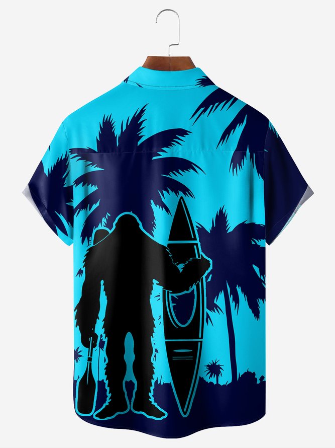 Coconut Tree Surf Chest Pocket Short Sleeve Hawaiian Shirt