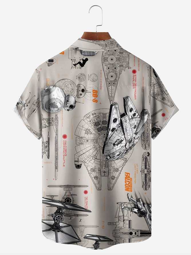 Flying Machine Chest Pocket Short Sleeve Hawaiian Shirt