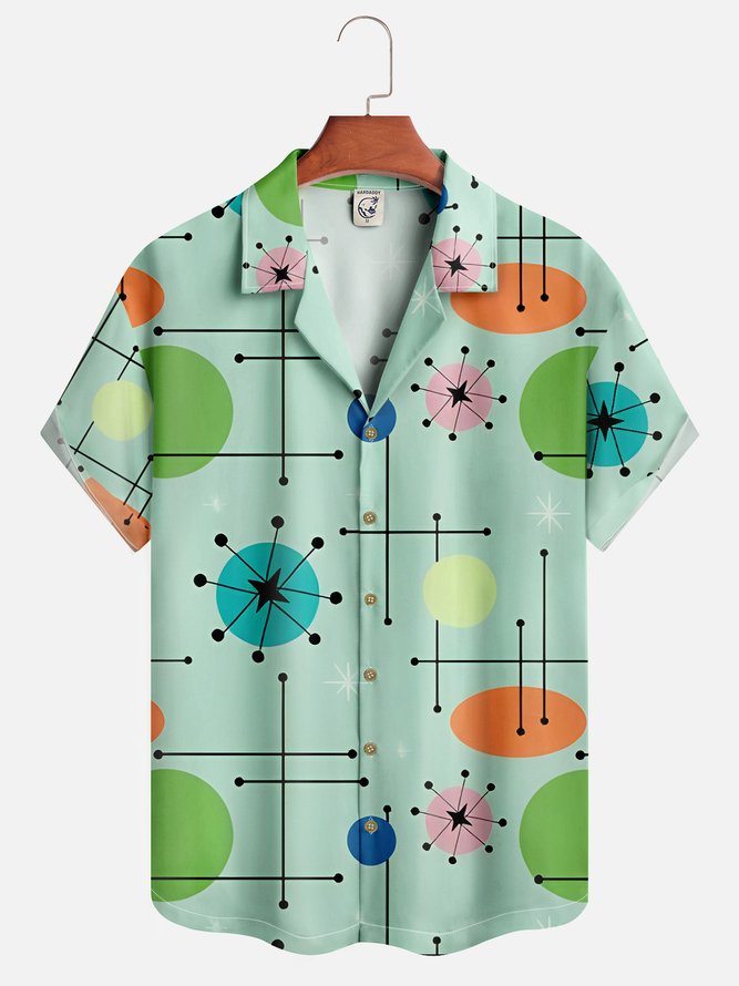 Geometric Pattern Line Short Sleeve Aloha Shirt