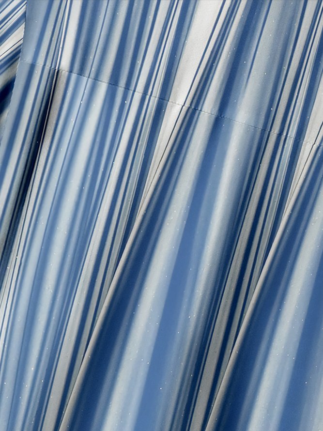 Geometric Striped Chest Pocket Short Sleeve Casual Shirt