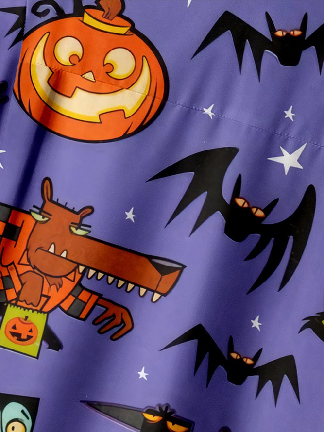 Halloween Chest Pocket Short Sleeve Casual Shirt