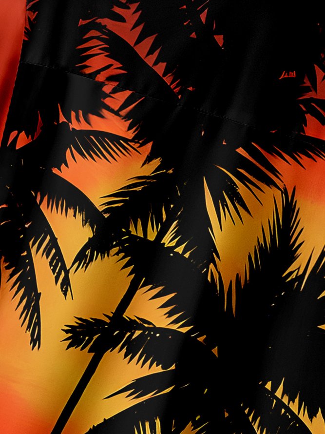 Coconut Tree Chest Pocket Short Sleeve Hawaiian Shirt