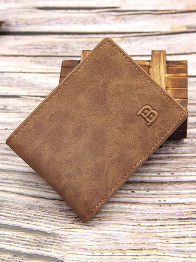 Brown Nubuck Faux Leather Casual Men's Wallet