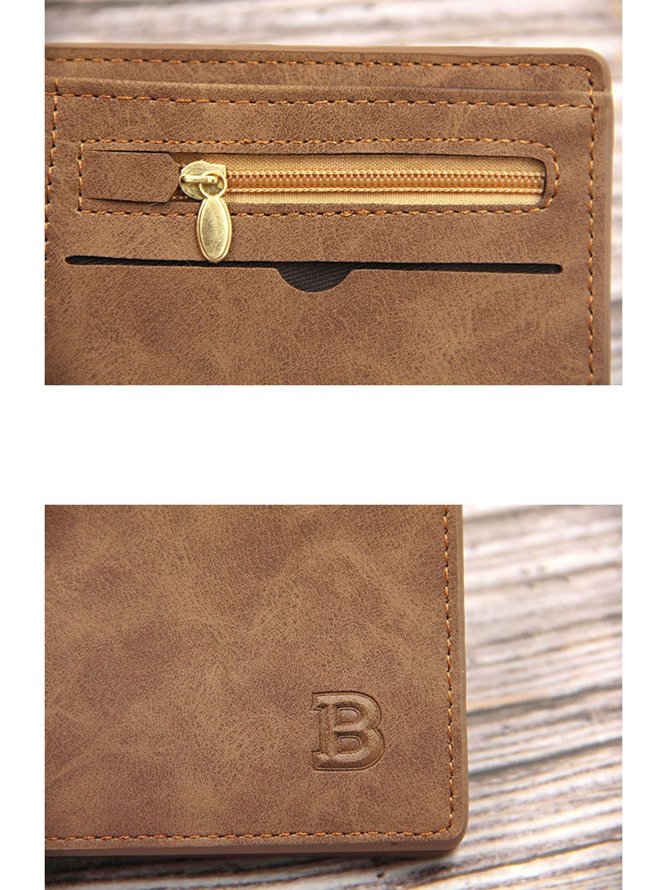 Brown Nubuck Faux Leather Casual Men's Wallet