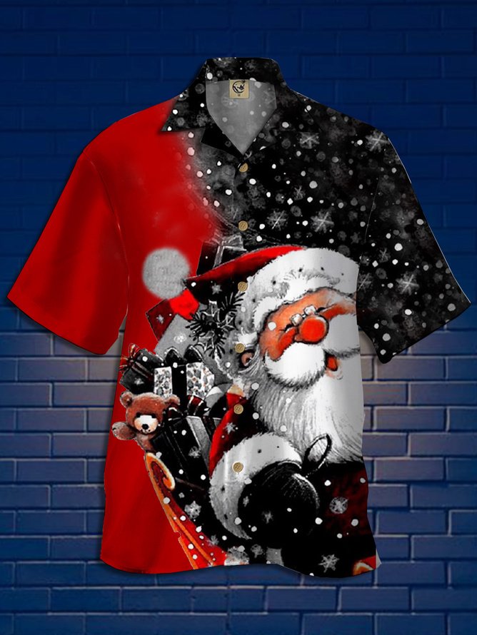 Big Size Santa Short Sleeve Aloha Shirt