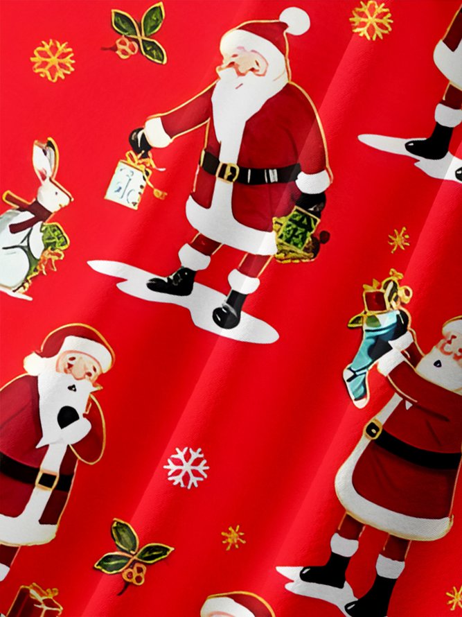 Santa Chest Pocket Short Sleeve Casual Shirt