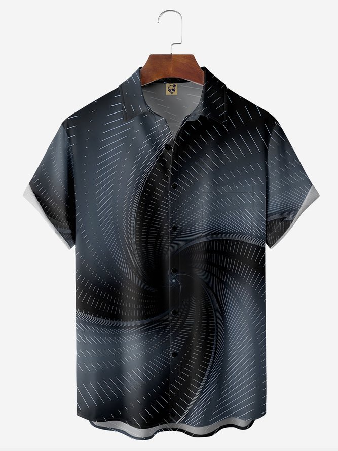 Art Swirl Chest Pocket Short Sleeve Casual Shirt