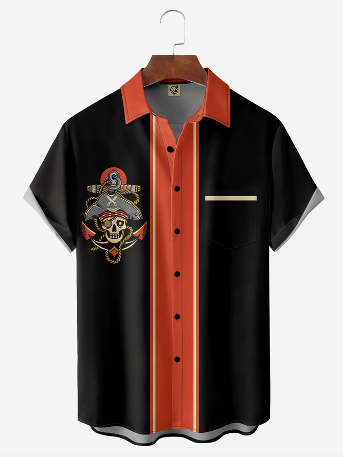 Pirates Chest Pocket Short Sleeve Bowling Shirt