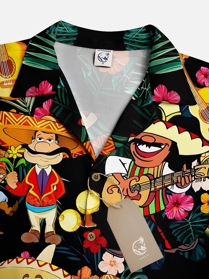 Mexican Culture Sombrero Guitar Beer Short Sleeve Aloha Shirt