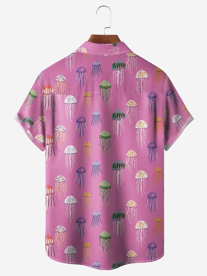 Jellyfish Chest Pocket Short Sleeve Casual Shirt