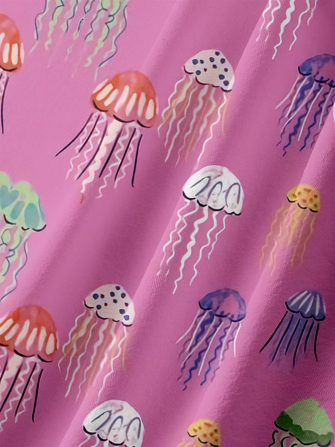 Jellyfish Chest Pocket Short Sleeve Casual Shirt