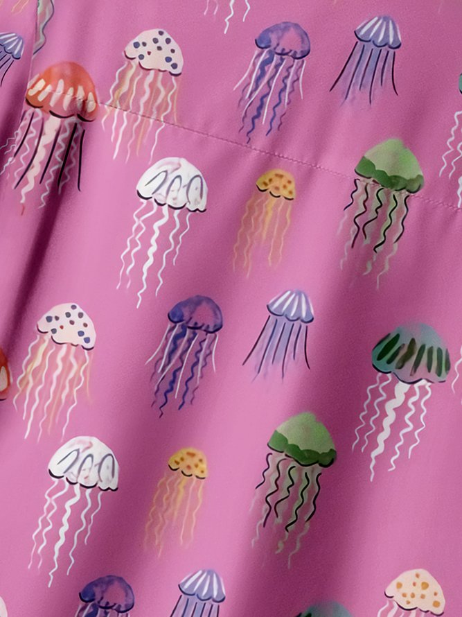 Jellyfish Chest Pocket Short Sleeve Casual Shirt
