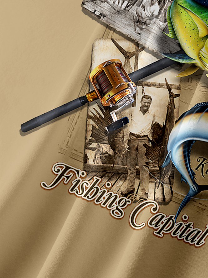 Fishing Chest Pocket Short Sleeve hawaiian Shirt