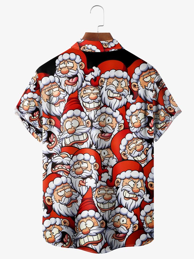 Big Size Christmas Santa Claus Short Sleeve Casual Shirt
