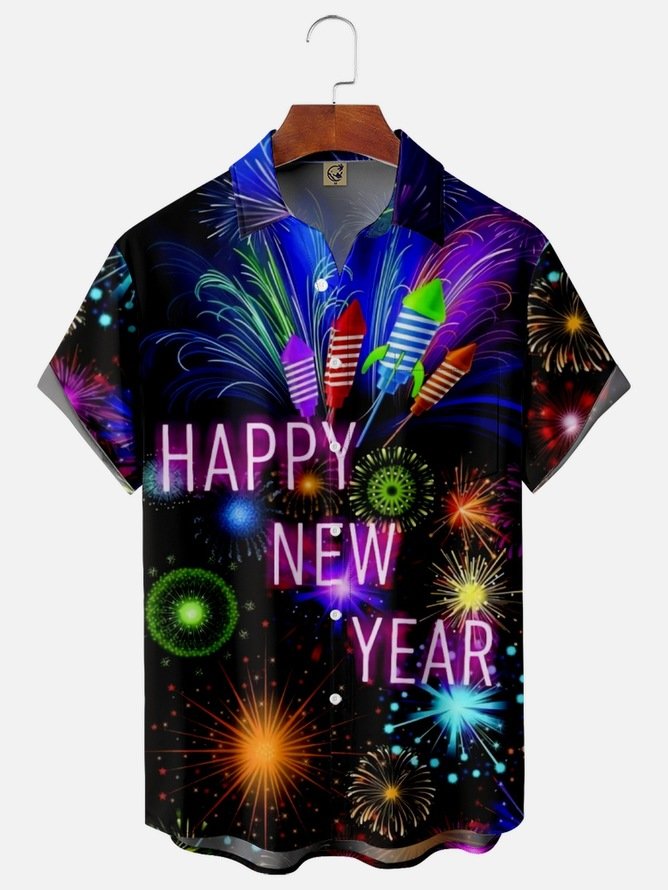 Big Size New Year Short Sleeve Casual Shirt