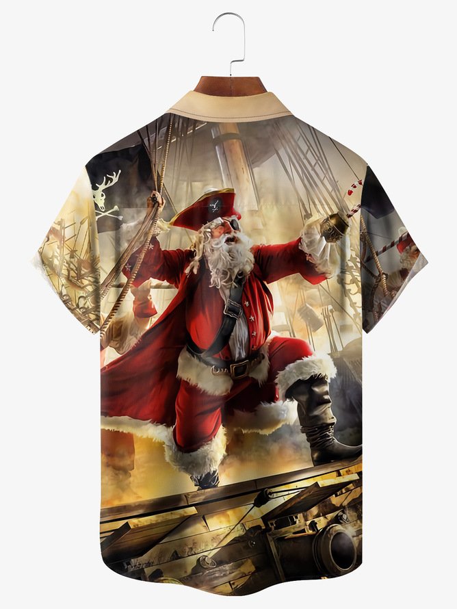 Big Size Pirate Santa Short Sleeve Casual Shirt