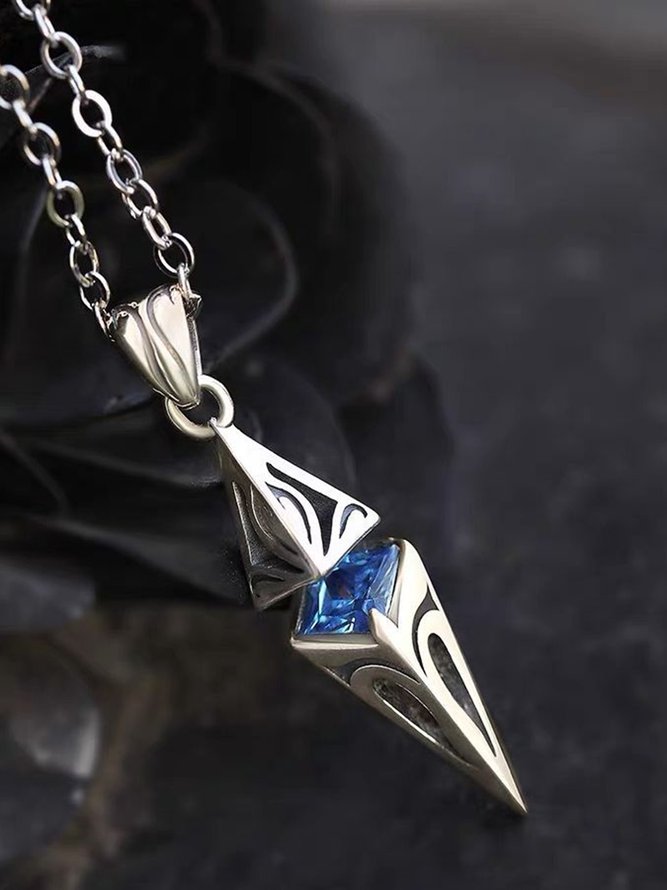 Men Stylish Rhinestone Geometric Pendant Necklaces