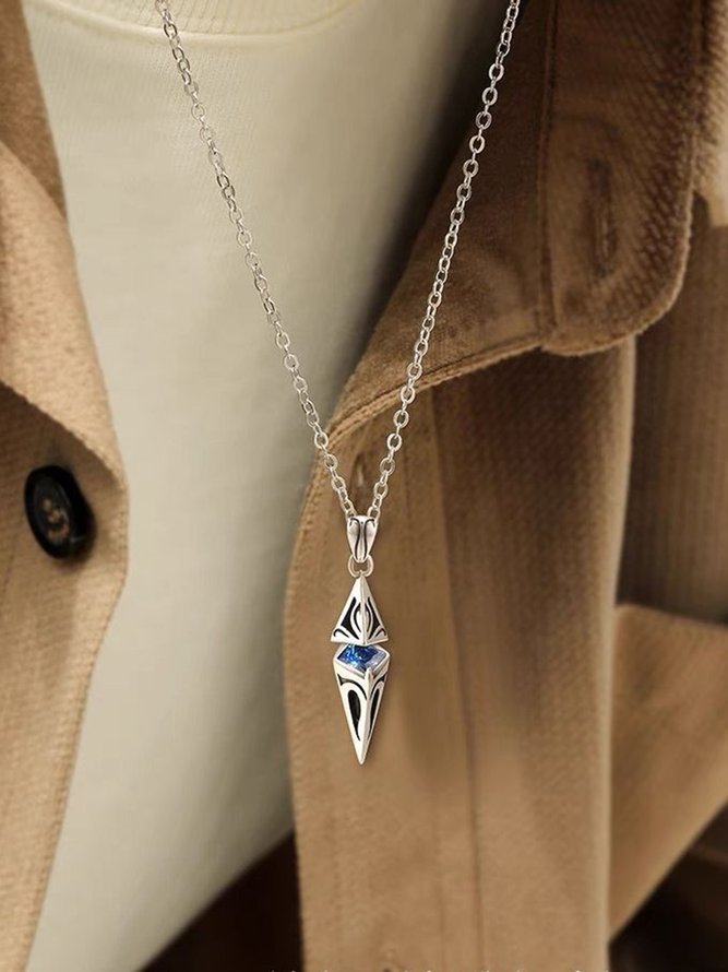 Men Stylish Rhinestone Geometric Pendant Necklaces