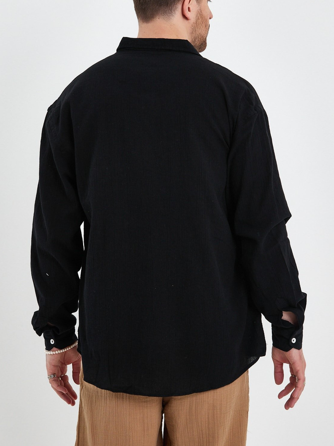 Cotton Sailfish Print Long Sleeve Casual Shirt
