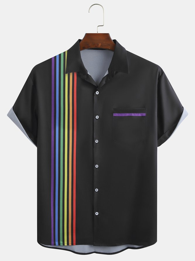Mens LGBT Art Print Casual Breathable Short Sleeve Shirt