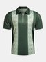 Casual Art Collection Striped Geometric Color Block Pattern Lapel Short Sleeve Polo Print Top