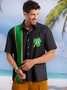 St Patrick‘s Day Shamrock Chest Pocket Short Sleeve Bowling Shirt